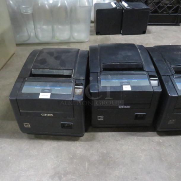 Citizen Thermal Printer CTS601, black, used condition. Features include USB and serial ports. Model label visible.