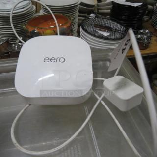 EERO mesh router, white, model #s010001, in good condition, includes original power adapter, auction tag attached.