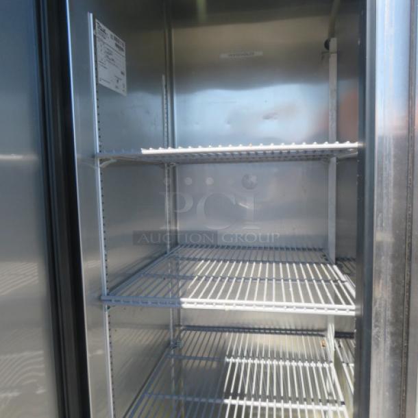 True T-35 refrigerator, two-door, six racks, on casters. Model T-35, 115V, 39.5x30x83.5 inches, clean interior, $5222.92.