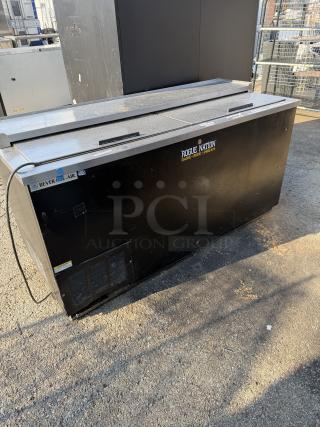 Beverage Air Bottle Box, Model DW64-B, black finish, 65x27x34 inches. Features dual sliding lids, Rogue Nation sticker.