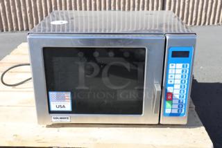 Brand new Solwave Ameri-Series SWA12T commercial microwave, stainless steel, push button controls, slight exterior dent.