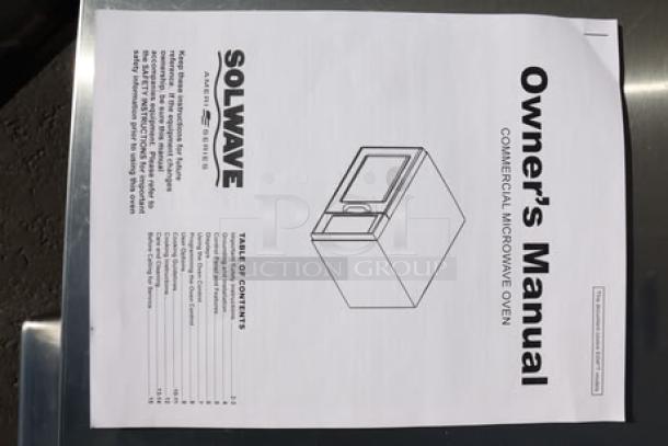 Owner's manual for Solwave Ameri-Series SWA12T microwave, featuring installation and operation instructions.