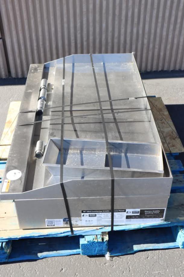 BRAND NEW Cooking Performance Group GU-CPG-48-M 48" chrome griddle; out of packaging, minor scratches, no power cord.