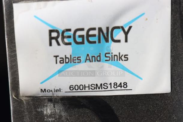 Regency 600HSMS1848 label for wall-mounted sink, model and brand details visible.