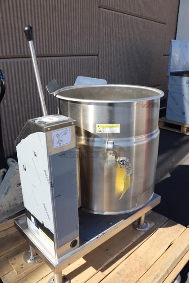 Brand new Cleveland KET-20-T 20 Gallon Tilting 2/3 Steam Jacketed Electric Kettle, 208/240V, stainless steel, visible control panel.