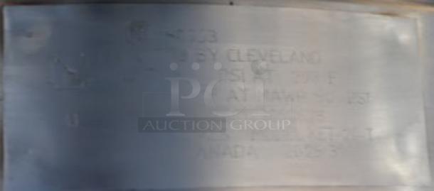 Cleveland KET-20-T 20 Gallon Tilting Steam Jacketed Electric Kettle, serial number 250123050628, brand new condition.