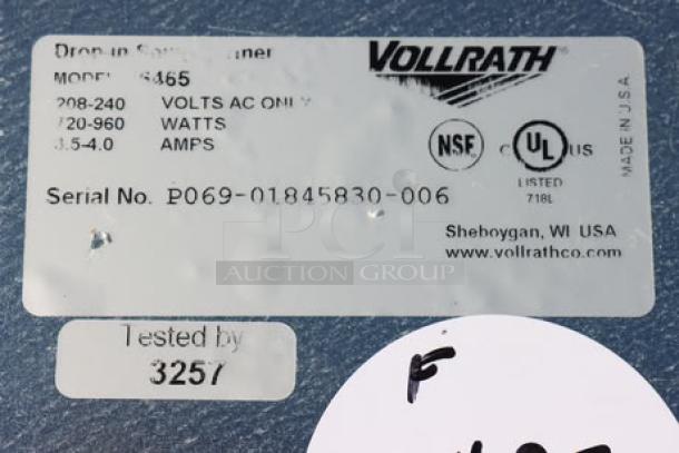 Vollrath 36465 11 Qt. Modular Drop In Soup Well, 208/240V, S/N: P069-01845830-006, minor scratches/dents, NSF/UL listed.
