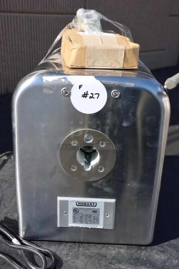 Hobart 4822-35 #22 Meat Grinder, 240/1, scratched, dented, includes leg set. Serial: 31-1686-624, with visible ID tags.