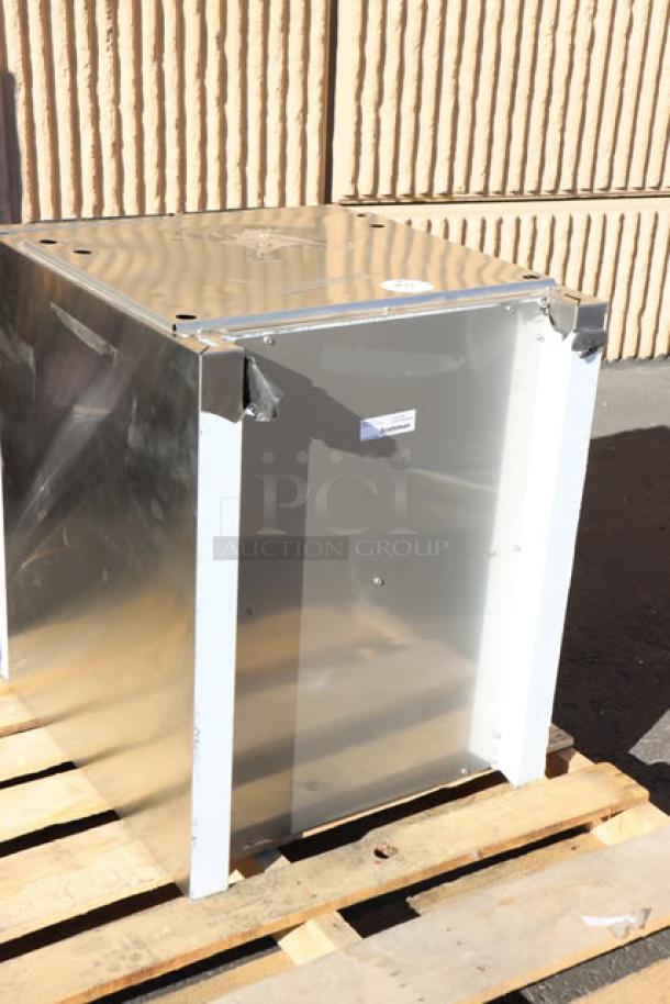 Brand new Scotsman HST21-A stainless steel ice dispenser stand, 21.5" x 23.75", scratch-n-dent condition, with door.