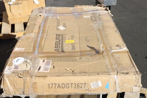 Brand new Assure Parts 6 burner griddle top, model 177AOGT3627. Original packaging damaged; item inside unused.