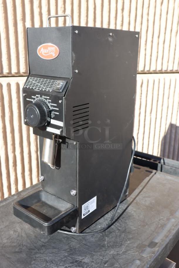 Brand new Avantco BCG3 coffee grinder, 3 lb. capacity, model BCG3, 110V, serial #10U0006162, scratch-n-dent condition.