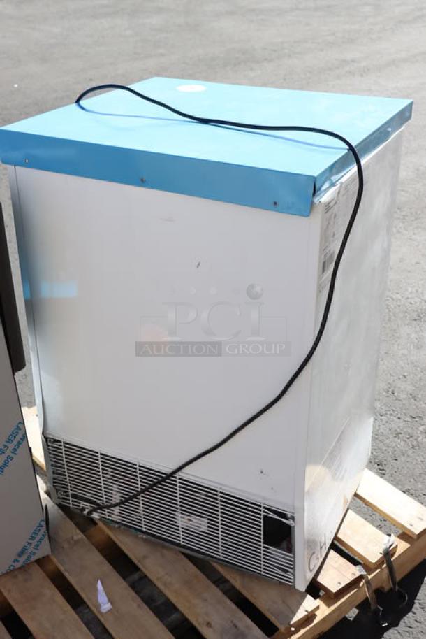 Summit ACR52GNSF456 3.88 Cu. Ft. medical refrigerator; white/blue, glass door, scratch-and-dent, vaccine storage, 115V.