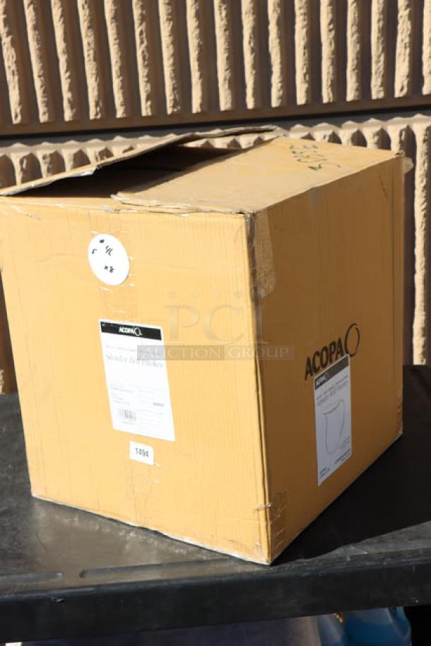 BRAND NEW Acopa 64 oz. Satin Copper Stainless Steel Bell Pitcher in box with label. Model 176PITCHSC2Q.