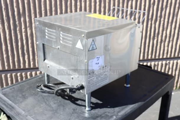 Brand new Avantco T3300B conveyor toaster, stainless steel, 10" wide, 3" opening, 208V, 3300W, serial 4528023184T3300B.