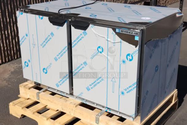 BRAND NEW Beverage-Air UCF48AHC-23 undercounter freezer, 48", low profile, 115V, 7 Amps, dented back corner, minor scratches.