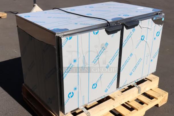 BRAND NEW Beverage-Air UCF48AHC-23 48" Undercounter Freezer, dented back corner, minor scratches, on wooden pallet.