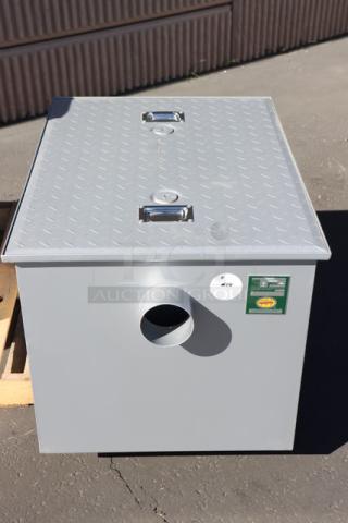 BRAND NEW Regency 600GT50 100 lb. grease trap, 50 GPM capacity, PDI certified, 4" non-threaded connections, missing parts possible.
