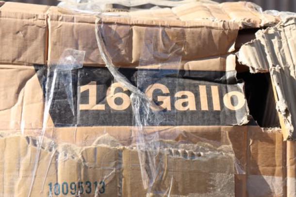 Brand new Lavex 16-gallon wet/dry vacuum in original packaging, visible wear on box, Model 944BJ162216G, 1200W, 100-120V.