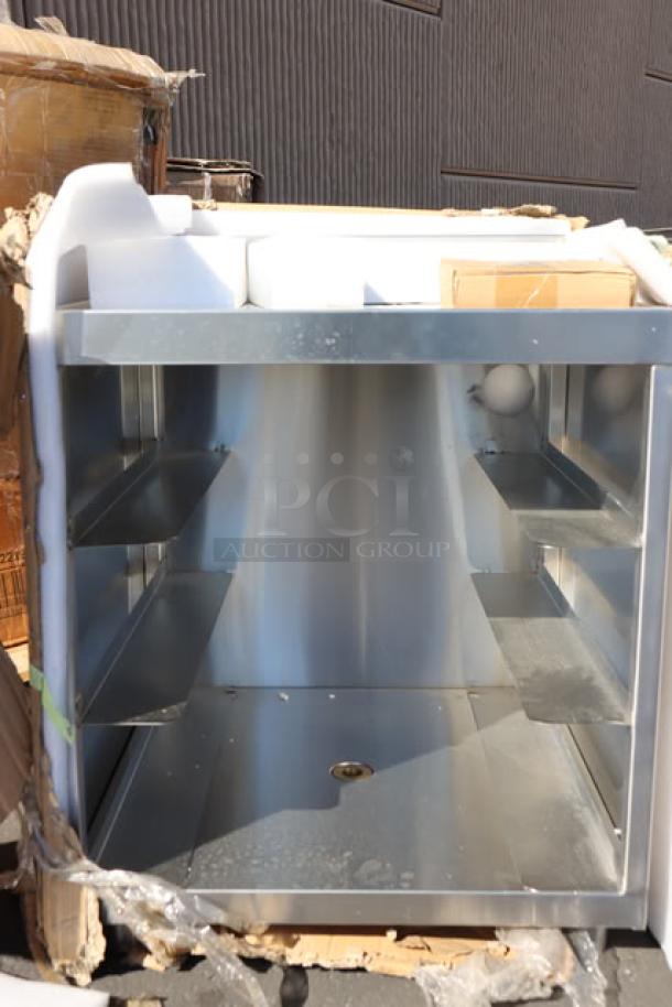 Regency GRSU2324CT stainless steel glass rack storage unit, 23" x 24", corrugated top. New, may have scratches/dents, damaged packaging.