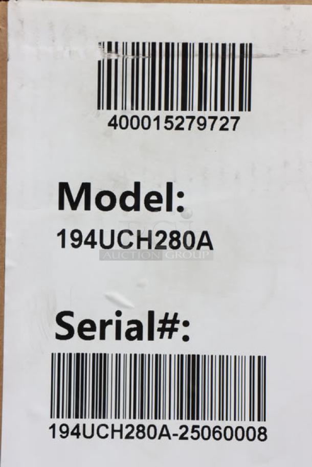 Barcode labels for Avantco Ice UC-H-280-A model, Serial: 194UCH280A-25060008.