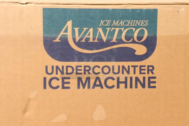 Brand new Avantco Ice UC-H-280-A 26" undercounter ice machine, 299 lb. capacity, air cooled, 115V, 8.6A, in box.