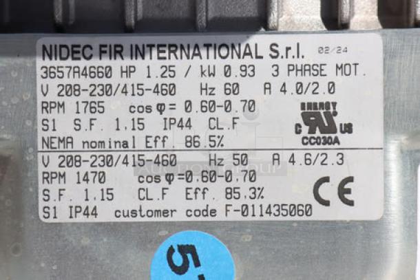 Brand new Hobart FD4/125-1 Commercial Garbage Disposer, 1 1/4 hp, 208-240/480V. Serial number 1040115|-ME3A. Out of packaging.