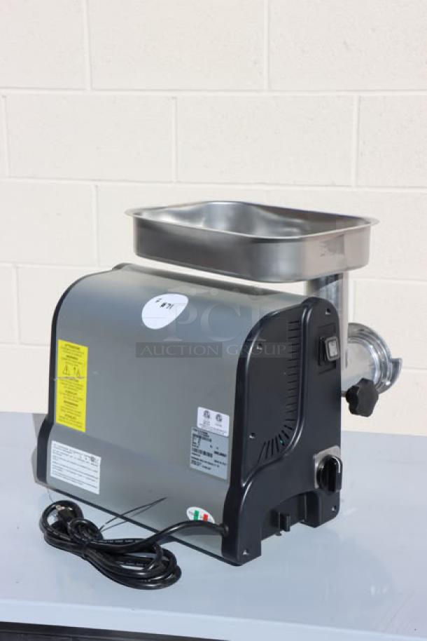 Sirman 211215D8NA TC #12 Denver Electric Meat Grinder, 370W, slight scratches, 120V, tags with model info visible.