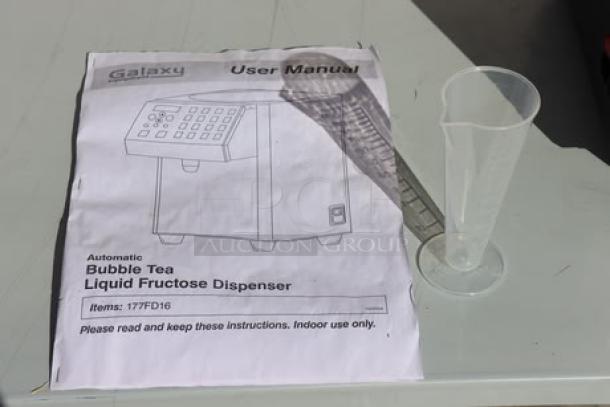 Galaxy CK-16A Automatic Bubble Tea Liquid Fructose Dispenser, 110V. Includes user manual. Serial number 2025030062. Brand new.