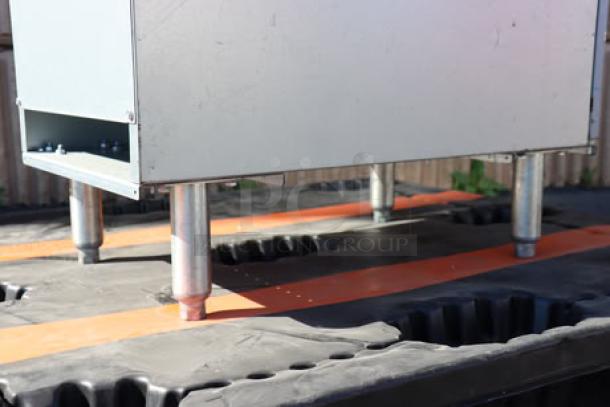 Brand new Dean by Frymaster SR114ESD floor fryer, 40 lb. capacity, electric, 208V, 1 phase, silver finish.