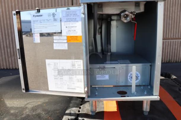 BRAND NEW Dean by Frymaster SR114E 40 lb. Electric Fryer, open panel showing wiring and labels, S/N: 2410MF0063.