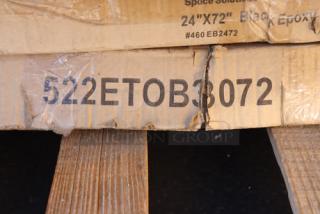 Cardboard packaging showing markings 522ETOB3072 for a mixed lot of new kitchen equipment, including Steelton and Regency items.