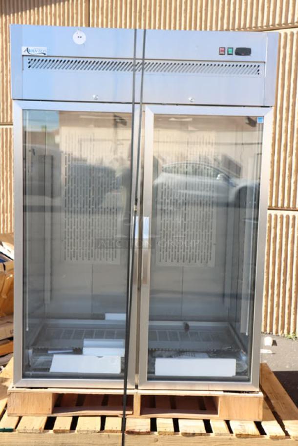 Avantco Z2-R-GHC 54" glass door stainless steel refrigerator, minor scratches/dents, 115V, 4.2A, 1 phase, serial# 002544363.