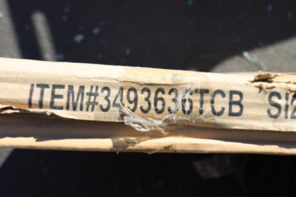 Cardboard box with markings "ITEM#3493636TCB" and "SI2." Appears slightly worn, indicating out-of-original packaging.