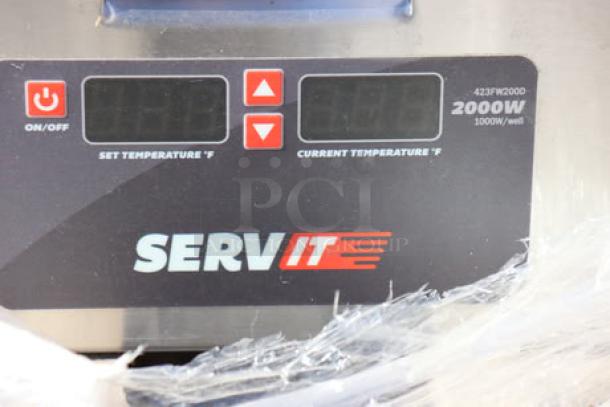 BRAND NEW ServIt FW200D dual well electric countertop food warmer with digital controls, 120V, 2000W. Minor scratches.