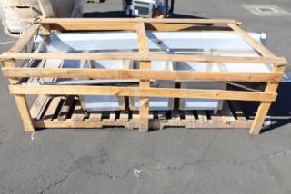 Regency S3C182414-24RT 16-gauge stainless steel 3-compartment sink with right drainboard, new scratch-n-dent condition.