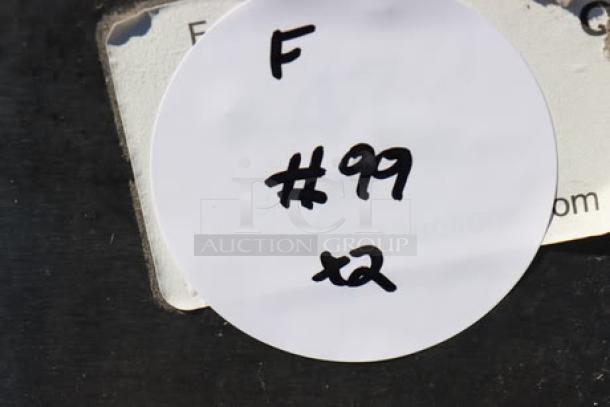 Auction tag with handwritten "F #99 x2" on a white circle sticker.
