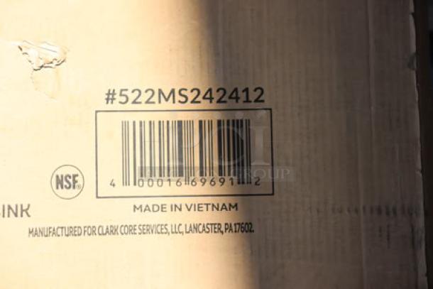 Barcode and text on a cardboard box indicating #522MS242412, NSF logo, "Made in Vietnam," and manufacturer details.