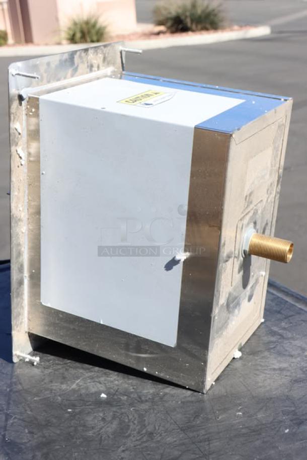 Brand new Regency DIIB-181210 stainless steel ice bin, 18"x12", with sliding lid. Key connector visible, slight scratches.