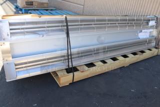 BRAND NEW Hatco GRAM-84D-6 Glo-Ray 84" Dual Infrared Warmer with some side scratches, 6" spacer, remote controls.