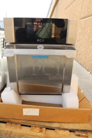 Brand new TurboChef Eco stainless steel electric countertop rapid cook ventless oven, 208/240V, 1 phase, one-touch controls.