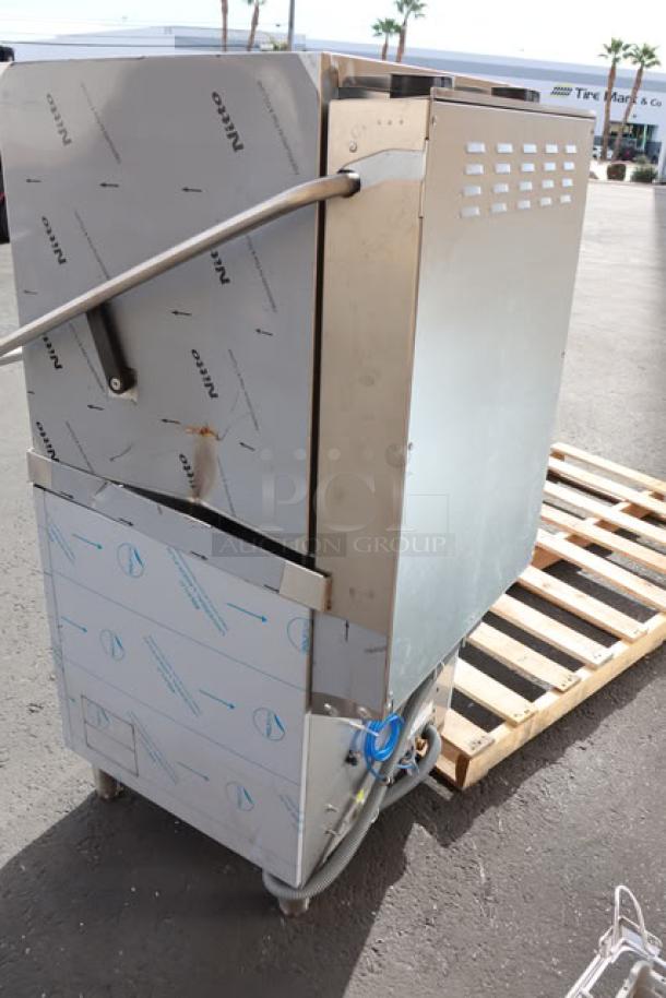 Noble Warewashing DTVL1 ventless dishwasher, 208-240V, 1 phase, serial 8103368968, MFG 01/2025, missing back right leg.