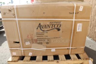 Brand new Avantco OMS-284 44" x 28" stainless steel omelet/pasta station in original packaging, model OMS-284.