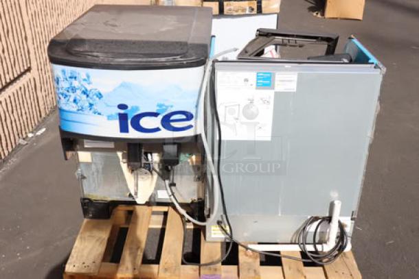 Brand new Manitowoc UDF0240W undercounter ice machine with Servend 2706334 M45 dispenser, scratch-n-dent condition, 115V.