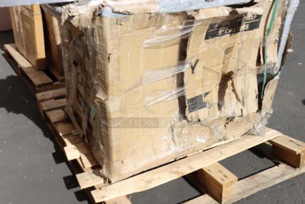 Lavex 36" x 24" x 35" Two Shelf Steel Utility Cart, model 257fsuc24362, packaging damaged, may be missing parts.