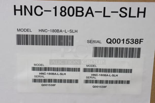 Label for Hoshizaki HNC-180BA-L-SLH Sushi Display Case with visible model and serial number Q001538F.
