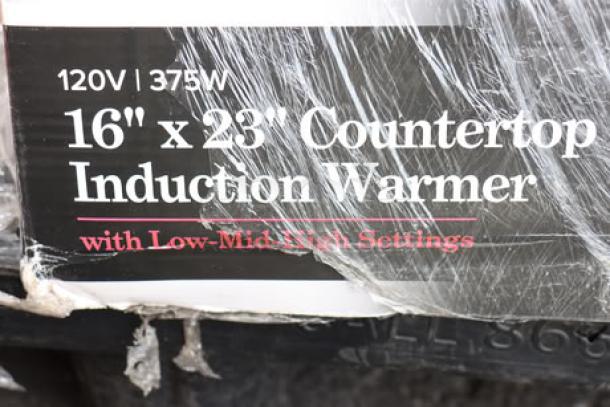 BRAND NEW Avantco ICW375 Countertop Induction Warmer, 16"x23", 120V, 375W, black, in original packaging, low-mid-high settings.