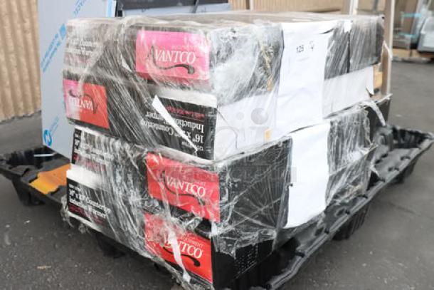 Four brand new Avantco ICW375 black countertop induction warmers, 16" x 23", 120V, 375W, in original sealed boxes.