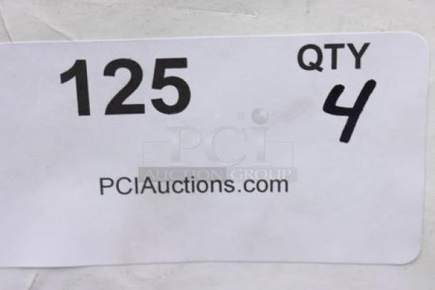 "PCI Auctions label showing lot number 125 and quantity 4 for Avantco ICW375 induction warmers."