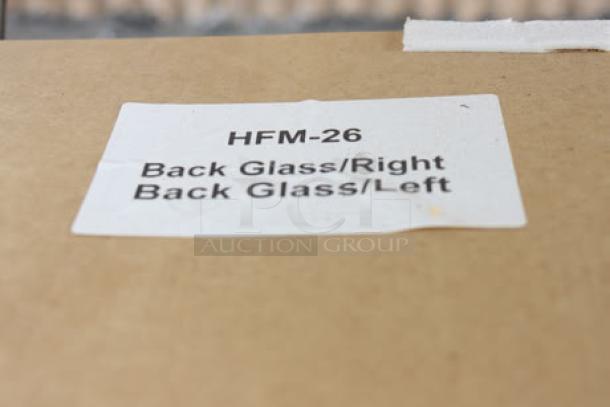 Vollrath HFM-26 Hot Food Merchandiser, 26", 1440W, new with slight frame bend. Tag reads "HFM-26 Back Glass/Right Back Glass/Left."
