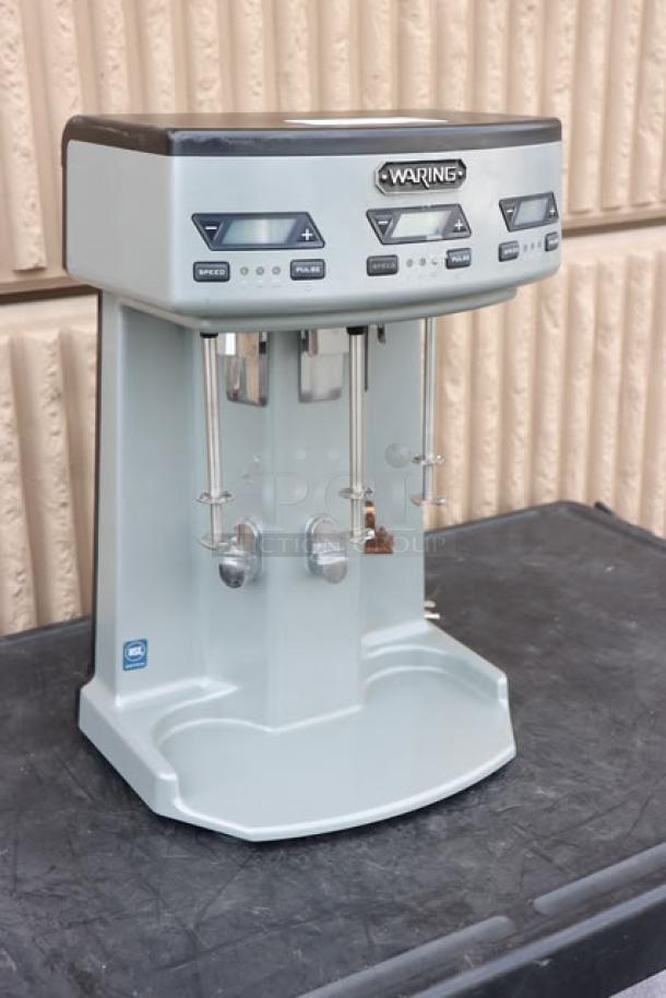 Waring WDM360TX triple spindle three-speed drink mixer, silver, features digital controls, timer, excellent condition.